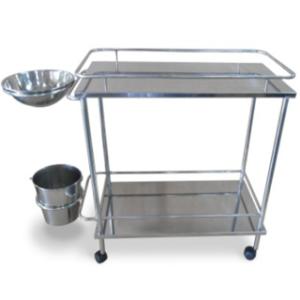 Carro Curativo em Aço Inox com Balde e Bacia REJFHC1143